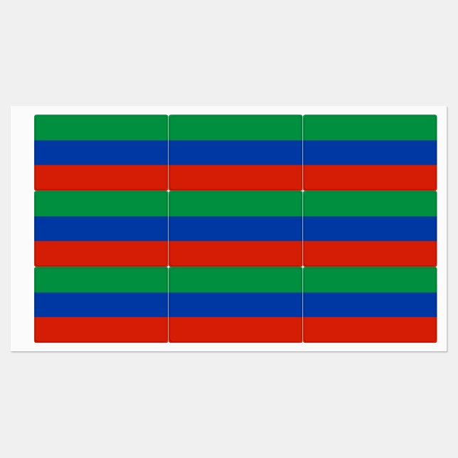 Flagge Dagestans Etiketten (Blatt)