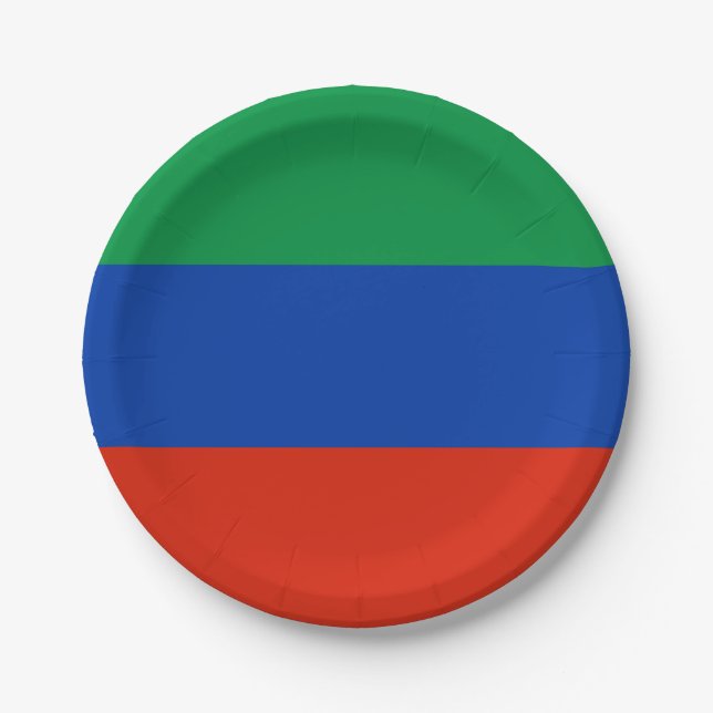 Flagge Dagestans Pappteller (Vorderseite)