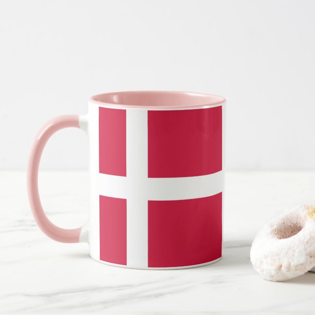 Flagge Dänemarks oder dänischer Stoff Tasse (Mit Donut)