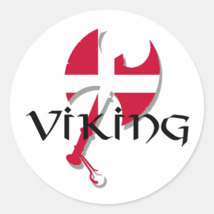 Flagge Dänische-Vikings Dänemark Axt Runder Aufkleber
