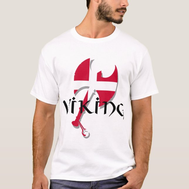 Flagge Dänische-Vikings Dänemark Axt T-Shirt (Vorderseite)
