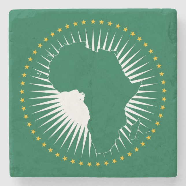 Flagge der Afrikanischen Union (Afrika) (Panafrika Steinuntersetzer (Vorderseite)