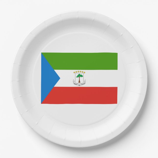 Flagge der Äquatorialen Guinea (Afrika) Pappteller (Vorderseite)
