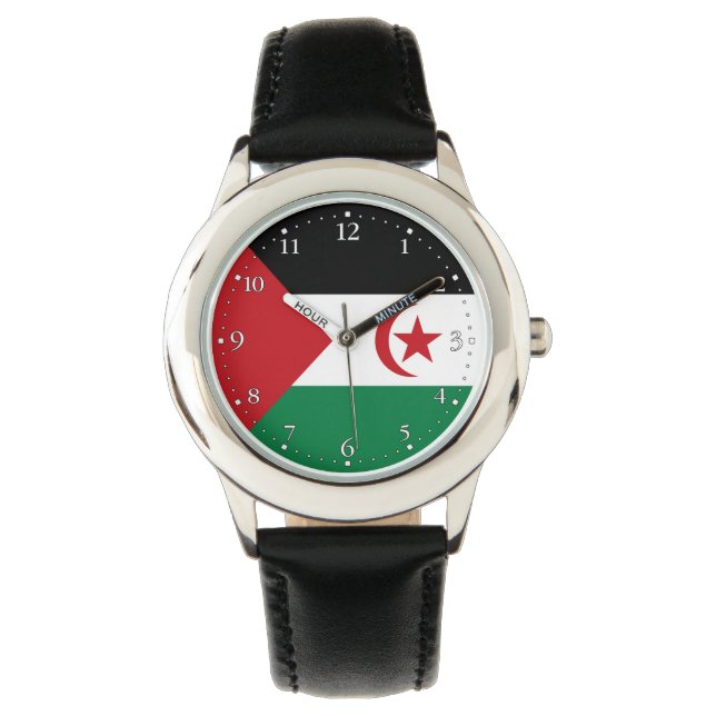 Flagge der Arabischen Demokratischen Republik Sahr Armbanduhr (Vorderseite)