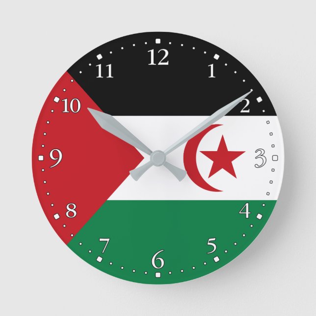 Flagge der Arabischen Demokratischen Republik Sahr Runde Wanduhr (Vorderseite)