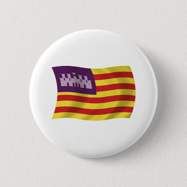 Flagge der Balearischen Inseln Button (Vorderseite)