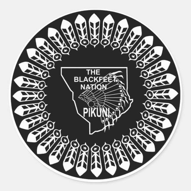 Flagge der Blackfeet Nation Runder Aufkleber (Vorderseite)