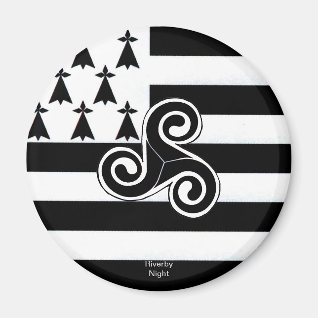 Flagge der Bretagne (Breton) Magnet (Vorne)