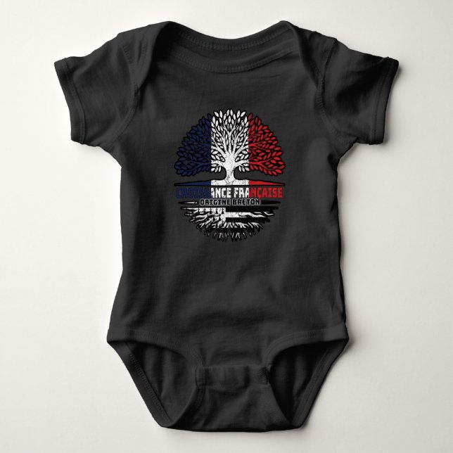 Flagge der Bretagne Frankreich Tree Roots Baby Strampler (Vorderseite)