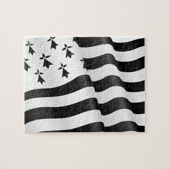 Flagge der Bretagne in Herzform Puzzle (Horizontal)