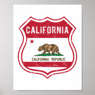 Flagge der California Route 66 Poster