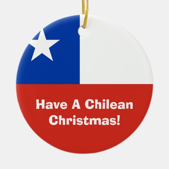 Flagge der Chile-Weihnachtsverzierung Keramikornament (Vorne)