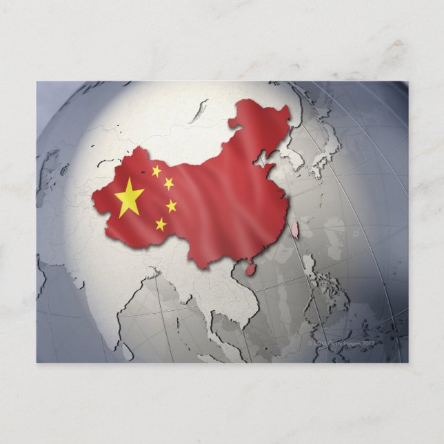 Flagge der China Postkarte (Vorderseite)