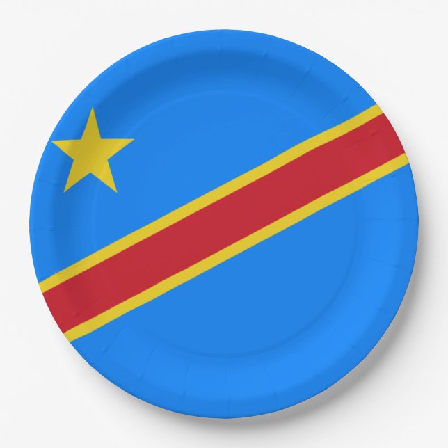 Flagge der Demokratischen Republik Kongo Pappteller (Vorderseite)