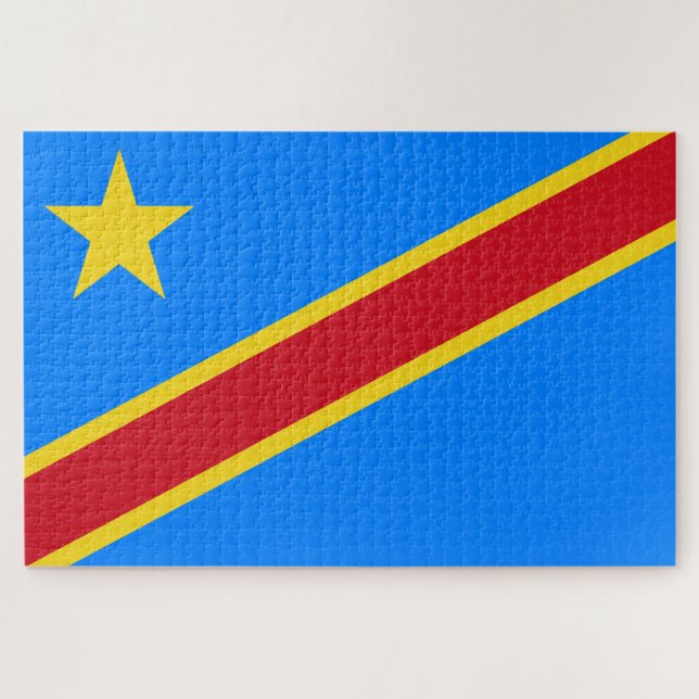 Flagge der Demokratischen Republik Kongo Puzzle (Horizontal)