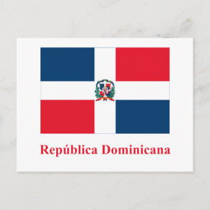 Flagge der Dominikanischen Republik mit Name auf S Postkarte