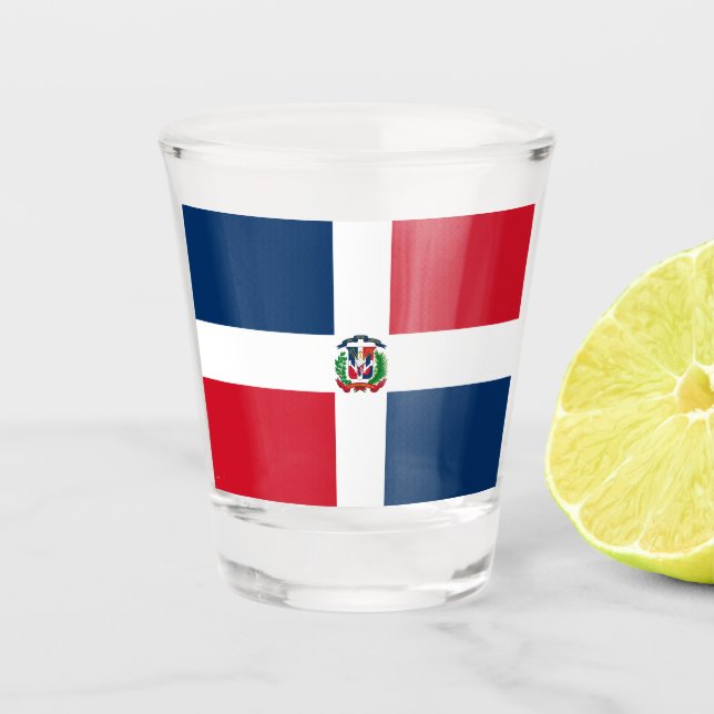 Flagge der Dominikanischen Republik Schnapsglas (Vorderseite)
