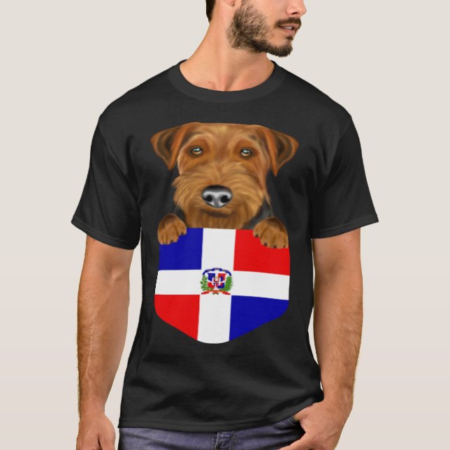 Flagge der Dominikanischen Republik Welsh Terrier  T-Shirt (Vorderseite)