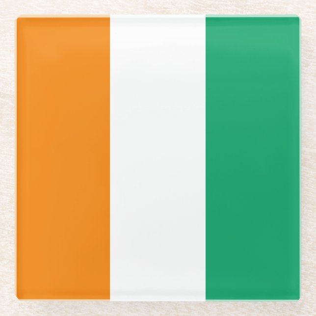 Flagge der Elfenbeinküste Glasuntersetzer (Vorderseite)