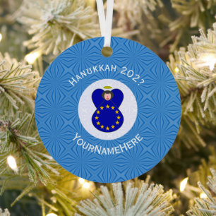 Flagge der Europäischen Union Hanukkah Engel Name  Ornament Aus Metall