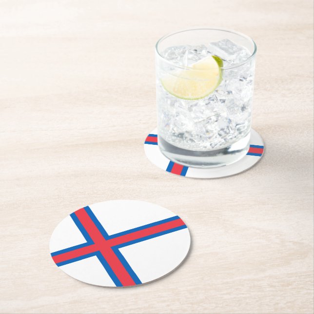 Flagge der Färöer Runder Pappuntersetzer (Vor Ort)