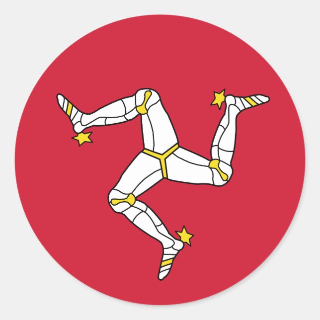 Flagge der Insel Man Runder Aufkleber (Vorderseite)