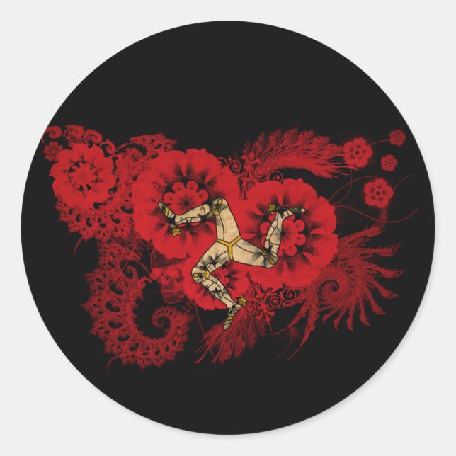 Flagge der Insel Man Runder Aufkleber (Vorderseite)