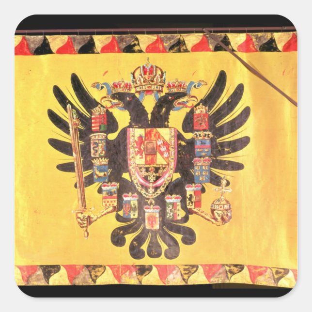 Flagge der Kaiserlichen Habsburger-Dynastie, c.170 Quadratischer Aufkleber (Vorderseite)