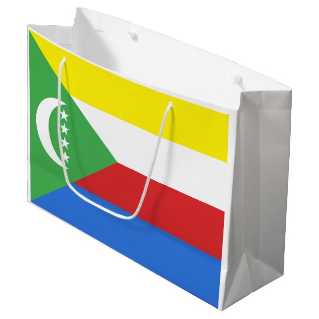 Flagge der Komoren Große Geschenktüte (Vorderseite Schrägansicht)