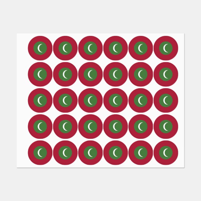 Flagge der Malediven Etiketten (Blatt)