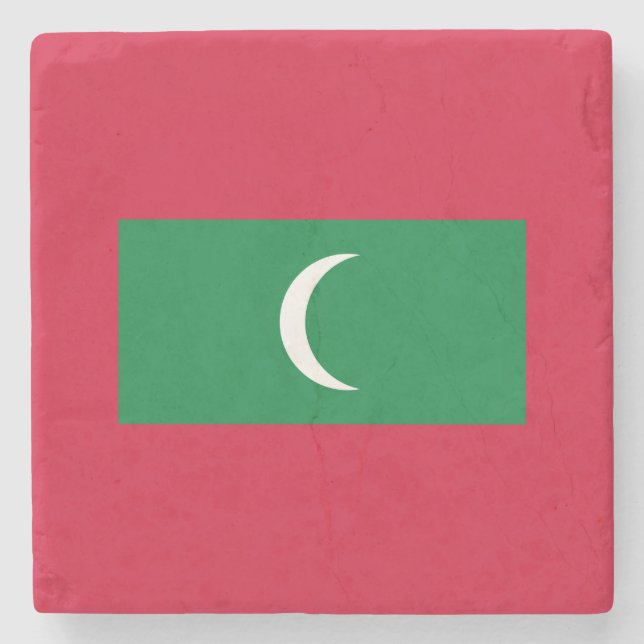 Flagge der Malediven (Republik Malediven) Steinuntersetzer (Vorderseite)