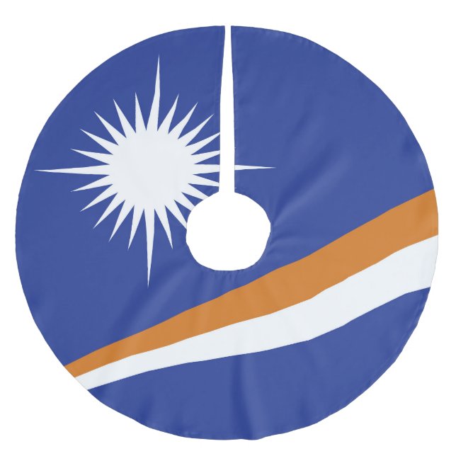 Flagge der Marshall-Inseln Polyester Weihnachtsbaumdecke (Vorderseite)