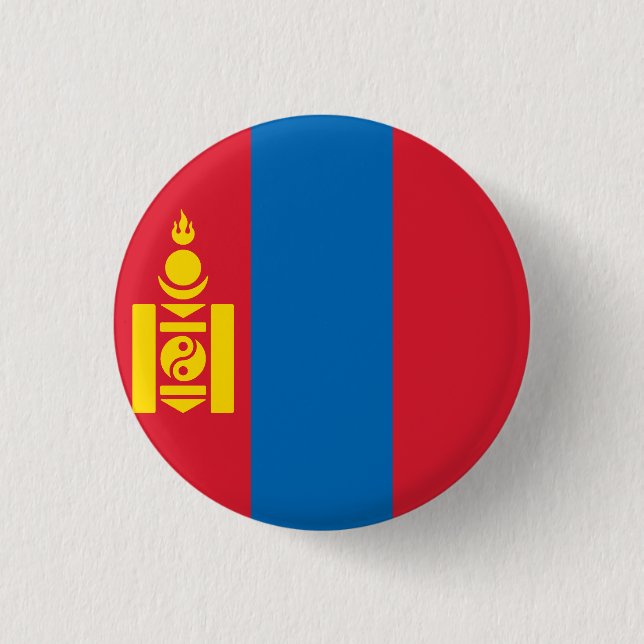 Flagge der Mongolei Button (Vorderseite)