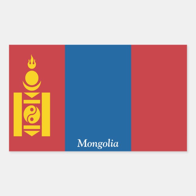 Flagge der Mongolei Rechteckiger Aufkleber (Vorderseite)
