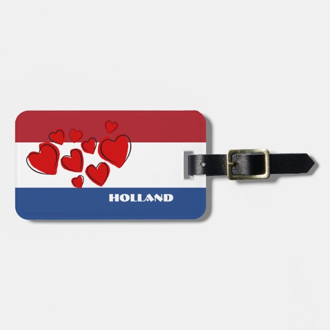 FLAGGE DER NIEDERLANDE - i-LIEBE HOLLAND Gepäckanhänger (Vorderseite horizontal)