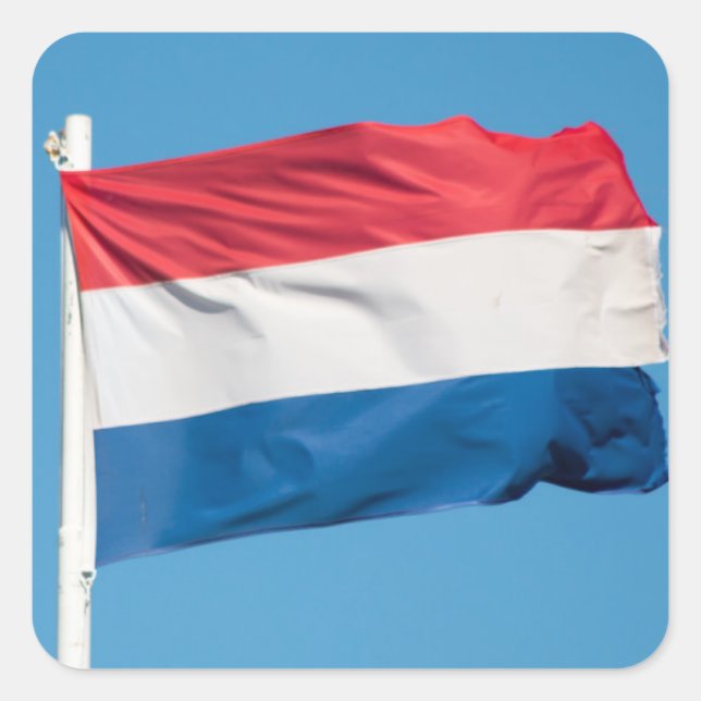 Flagge der Niederlande Quadratischer Aufkleber (Vorderseite)