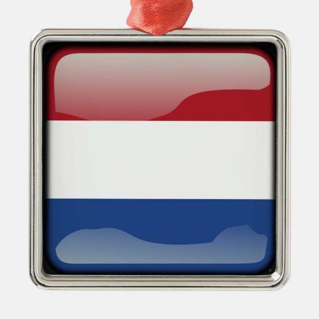 Flagge der Niederlande Silbernes Ornament (Vorne)