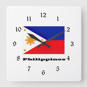 Flagge der Philippinen Quadratische Wanduhr