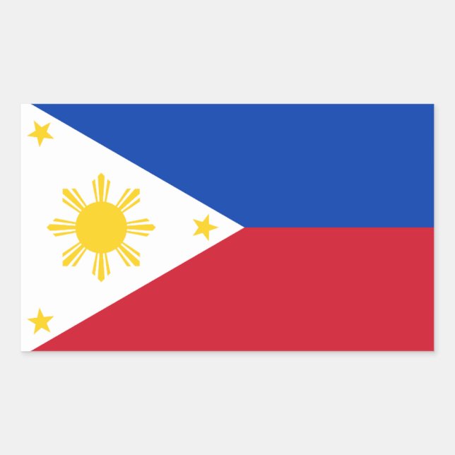 Flagge der Philippinen Rechteckiger Aufkleber (Vorderseite)