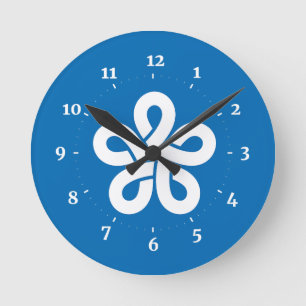Flagge der Präfektur Fukuoka, Japan Runde Wanduhr