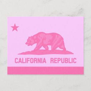 Flagge der Republik Kalifornien (Rosa) Postkarte