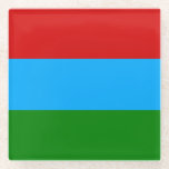 Flagge der Republik Karelien Glasuntersetzer<br><div class="desc">Patriotische Flagge der Republik Karelien.</div>