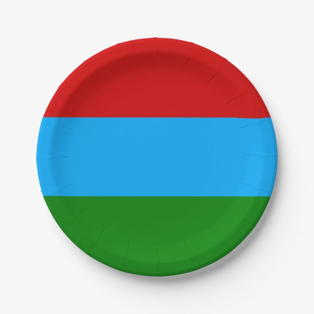 Flagge der Republik Karelien Pappteller (Vorderseite)