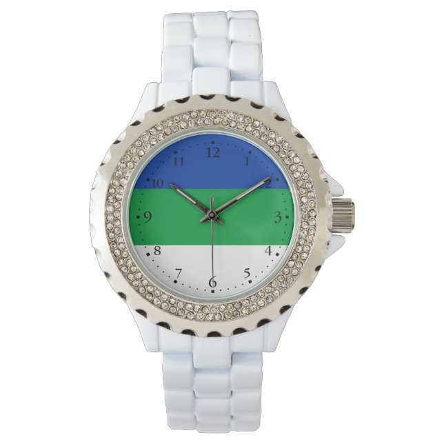 Flagge der Republik Komi Armbanduhr (Vorderseite)