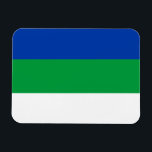 Flagge der Republik Komi Magnet<br><div class="desc">Patriotische Flagge der Republik Komi.</div>