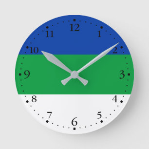 Flagge der Republik Komi Runde Wanduhr
