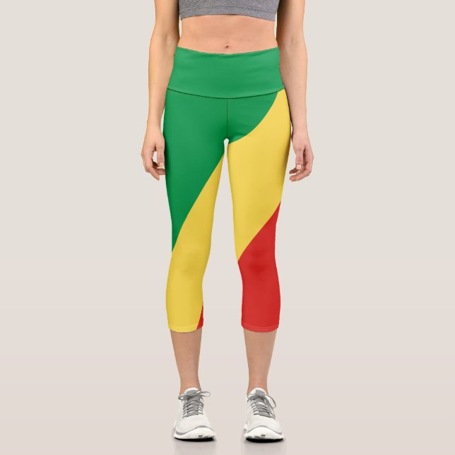 Flagge der Republik Kongo Capri Leggings (Vorderseite)