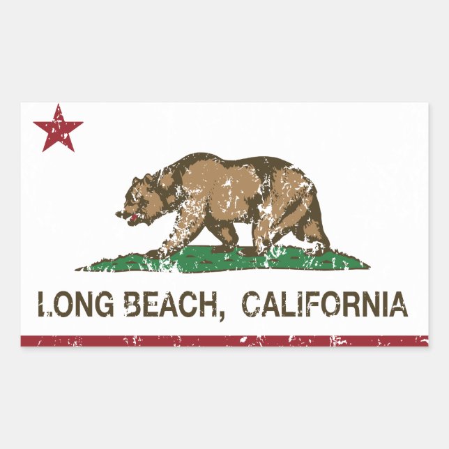 Flagge der Republik Long Beach California Rechteckiger Aufkleber (Vorderseite)