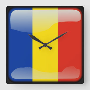 Flagge der Republik Moldau Quadratische Wanduhr