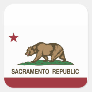 Flagge der Republik Sacramento Quadratischer Aufkleber